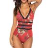 Bikini Flower Bathing Suit Women's Swimwear One-Piece Swimsuit Tummy Control Swimsuits XL view 1