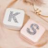 Custom Initial Letter Jewelry Box for Women Girls Layer Jewelry Organizer Monogram Storage Case Travel Jewelry Box Organizer Box for Earrings Rings Necklaces Case Gift for Wedding Engagement Birthday view 2
