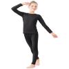 Daydance Black Girls Long John Set Kids Compression Thermal Underwear for Winter Sports, Dance, Skating, Basketball view 1