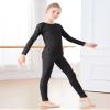 Daydance Black Girls Long John Set Kids Compression Thermal Underwear for Winter Sports, Dance, Skating, Basketball view 3