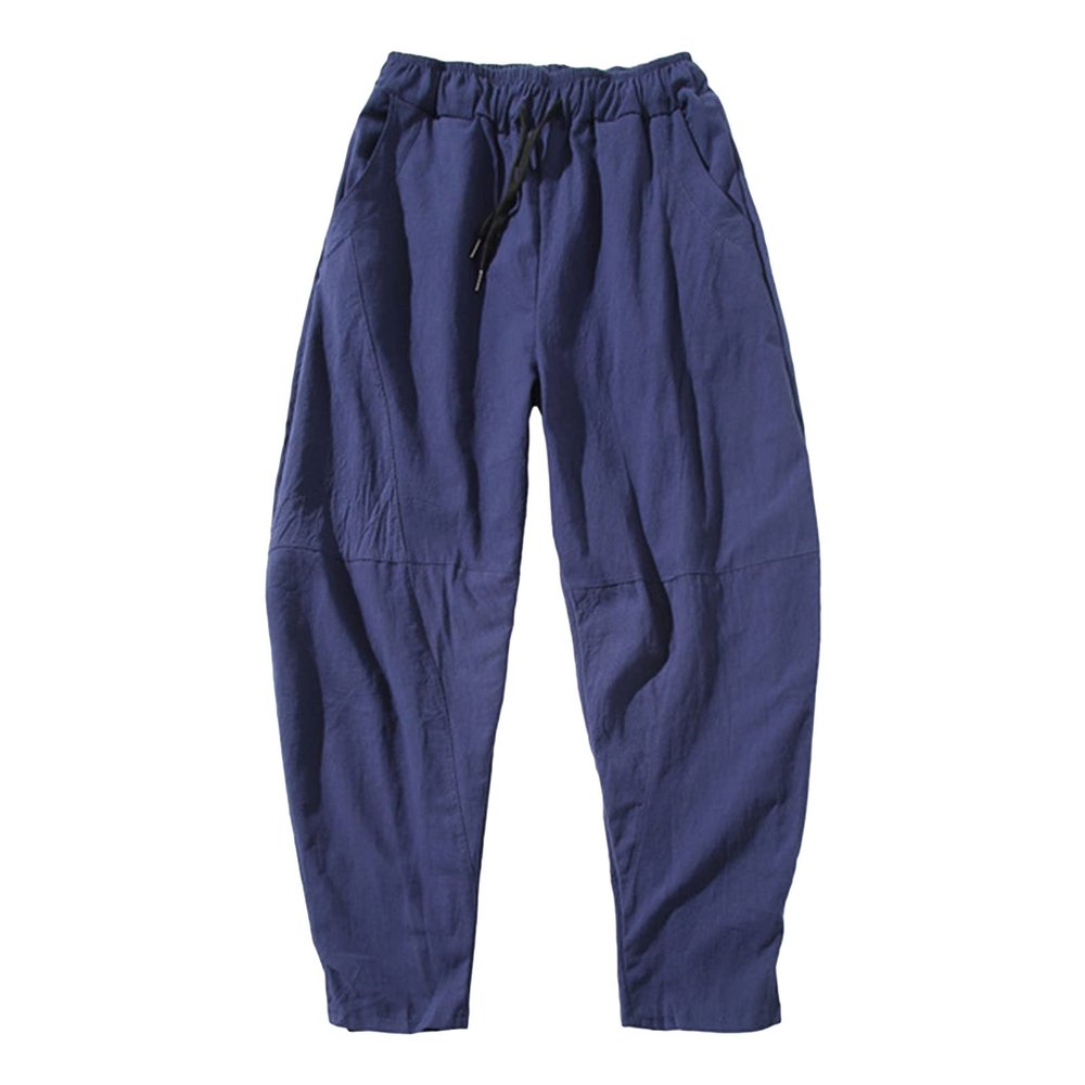 Maiyifu-GJ Men's Hippie Harem Pants Baggy Hip Hop Yoga Joggers Sweatpants Loose Elastic Waistband Drop Crotch Trousers (Dark Blue,Small)