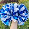 aiviwiai Professional Metallic Cheerleading Pom Poms with Baton Handle, 1 Pair Vibrant Cheerleader Poms for Cheer Squad Spirit, Dance Performance Gear, Team Sports Accessories (Blue and White) view 3
