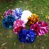 aiviwiai Professional Metallic Cheerleading Pom Poms with Baton Handle, 1 Pair Vibrant Cheerleader Poms for Cheer Squad Spirit, Dance Performance Gear, Team Sports Accessories (Blue and White) view 4