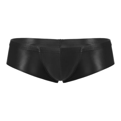 Moily Men's Sexy Pouch G-String Thongs Pantie Shiny Glossy Swim Trunks Swimwear Bottoms Underpants Black XX-Large