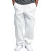 Maiyifu-GJ Men Fleece Heavyweight Cargo Pants Multi Pocket Elastic Waistband Sweatpants Solid Baggy Hip Hop Jogging Pants (White,Small) view 1
