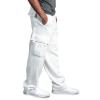 Maiyifu-GJ Men Fleece Heavyweight Cargo Pants Multi Pocket Elastic Waistband Sweatpants Solid Baggy Hip Hop Jogging Pants (White,Small) view 3