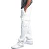 Maiyifu-GJ Men Fleece Heavyweight Cargo Pants Multi Pocket Elastic Waistband Sweatpants Solid Baggy Hip Hop Jogging Pants (White,Small) view 4