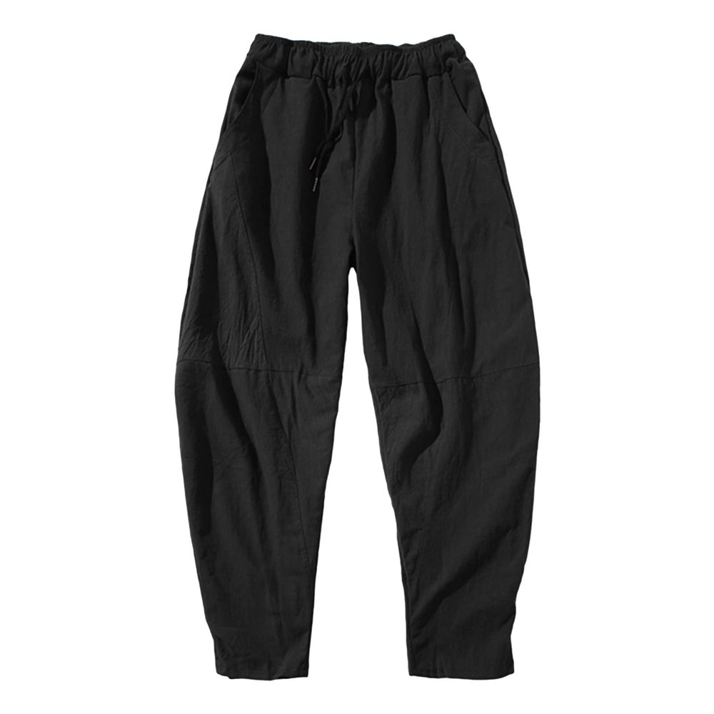 Maiyifu-GJ Men's Hippie Harem Pants Baggy Hip Hop Yoga Joggers Sweatpants Loose Elastic Waistband Drop Crotch Trousers (Black,XX-Large)