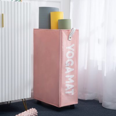 Twira Yoga Mat Storage Racks, Home Gym Storage Rack for Foam Roller, Yoga Strap and Resistance Bands, Workout Equipment Corner Yoga Mat Holder with WheelsPink