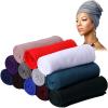 12 Pieces Extra Long Stretch Jersey Turban Head Wrap Knit African Fashion Headband Long Hair Scarf Breathable Solid Color Turban Tie for Black Women view 1
