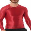 CHICTRY Men's Compression Sports Shirts Shiny Oil Slim Fit Muscle Tops Long Sleeve Workout Fitness Shirts Burgundy Medium view 1