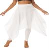 Shinsto Women's Belly Dance Asymmetrical Chiffon Skirt Yoga Clothing with Leggings Pants White 3X-Large view 3