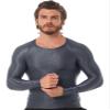CHICTRY Men's Compression Sports Shirts Shiny Oil Slim Fit Muscle Tops Long Sleeve Workout Fitness Shirts Grey X-Large view 3