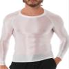 CHICTRY Men's Compression Sports Shirts Shiny Oil Slim Fit Muscle Tops Long Sleeve Workout Fitness Shirts White Medium view 1
