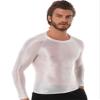 CHICTRY Men's Compression Sports Shirts Shiny Oil Slim Fit Muscle Tops Long Sleeve Workout Fitness Shirts White Medium view 3