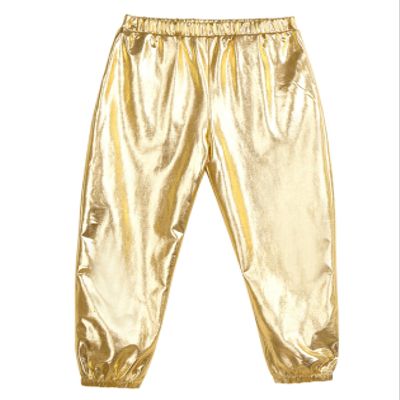 Manyakai Kids Girls Boys Shiny Metallic Dance Harem Pants Athletic Leggings Hip Hop Street Dancewear Gold 16 Years