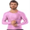 ACSUSS Men's Oily Undershirts Long Sleeves Basics Shirts Fitness Bodybuilding Tops Workout Shirts Pink Medium view 2