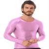 ACSUSS Men's Oily Undershirts Long Sleeves Basics Shirts Fitness Bodybuilding Tops Workout Shirts Pink Medium view 3