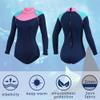 Women Shorty Wetsuit 2mm Neoprene, Long Sleeve Back Zip Swimsuit with Water Fin Socks for Diving Snorkeling Surfing,Blue XS view 2