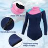 Women Shorty Wetsuit 2mm Neoprene, Long Sleeve Back Zip Swimsuit with Water Fin Socks for Diving Snorkeling Surfing,Blue XS view 3