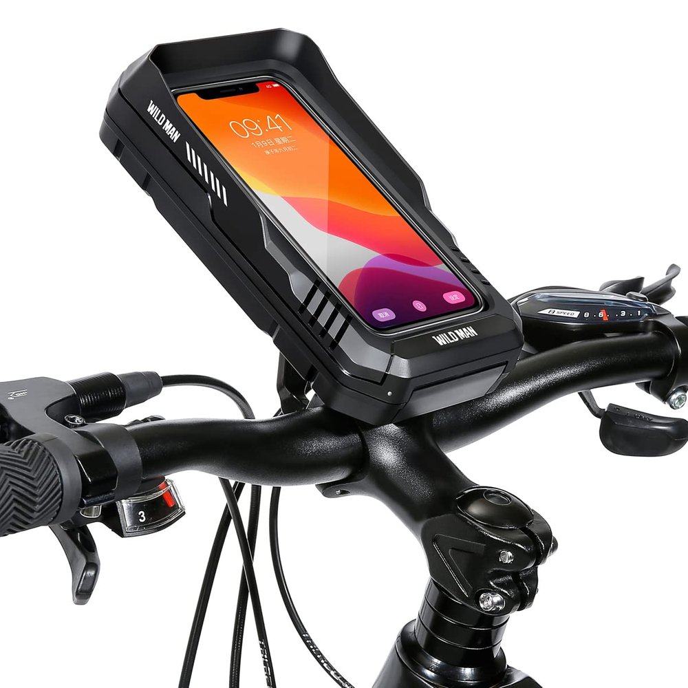 WILD MAN 360 Rotation Quick Release Bike Phone Holder Type Bike Handlebar Bag with Touch Screen for Motorcycle Road Bike MTB Mountain Bicycle Cycling (Black,FK1)