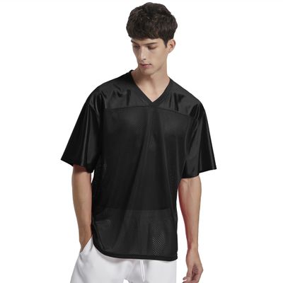 TopTie Mens Football Jersey Shirt, Adult Mesh Soccer Jerseys Breathable, Game Day Team Shirt-Black-2XL