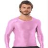 Fldy Men Basic T-Shirts Compression Rashguard Athletic Tee Shirts Tops Bodybuilding Undershirts Pink X-Large view 1