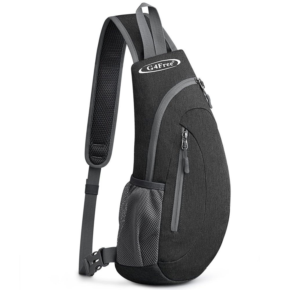 G4Free Sling Bag for Men Women, Small Crossbody Backpack Lightweight Chest Shoulder Bags for Travel, Outdoor and Sports (Dark Grey)