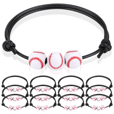 12Pcs Baseball Charm Bracelets - Baseball Party Favors & Gifts for Teen Women Men - Adjustable Wristbands - Sport Bracelet for Birthday Party, Christmas & Holiday