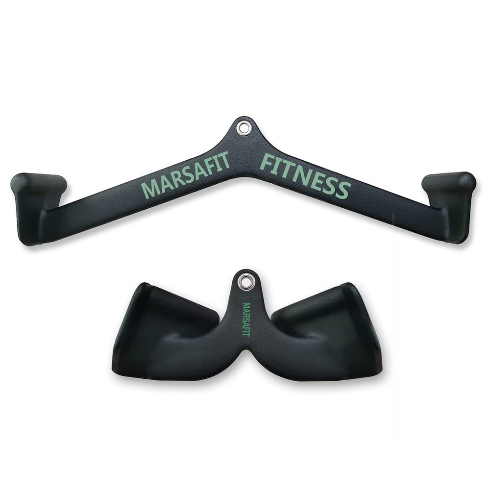MARSAFIT Home Gym Fitness Rowing T-bar V-bar Pulley Cable Machine Attachments, Bicep Curl Tricep Lat pulldown Bar Back Strength Training Handle Grips Lat Pull Down Bar Press Down Exercises (Style 1)