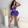 2 Ruffle Cute Womens Cami Tops Piece Set Clubwear Outfits Tracksuit Crop Shorts Women Suits & Swimsuit (Purple, XXL) view 3