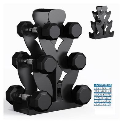 Lovind Dumbbell Rack, Stand Only, No Install Needed Small Weight Rack with Dumbbell Protector Edge,Suitable for Rubber-Coated Dumbbells