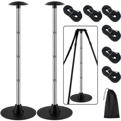Boat Cover Support Poles 2 Pack, Stainless Steel Pole Boat Cover Support System with Webbing Strap, 4-Stage Extension Adjustable Height of 16-59, for Boat Covers Prevent Water from Accumulation