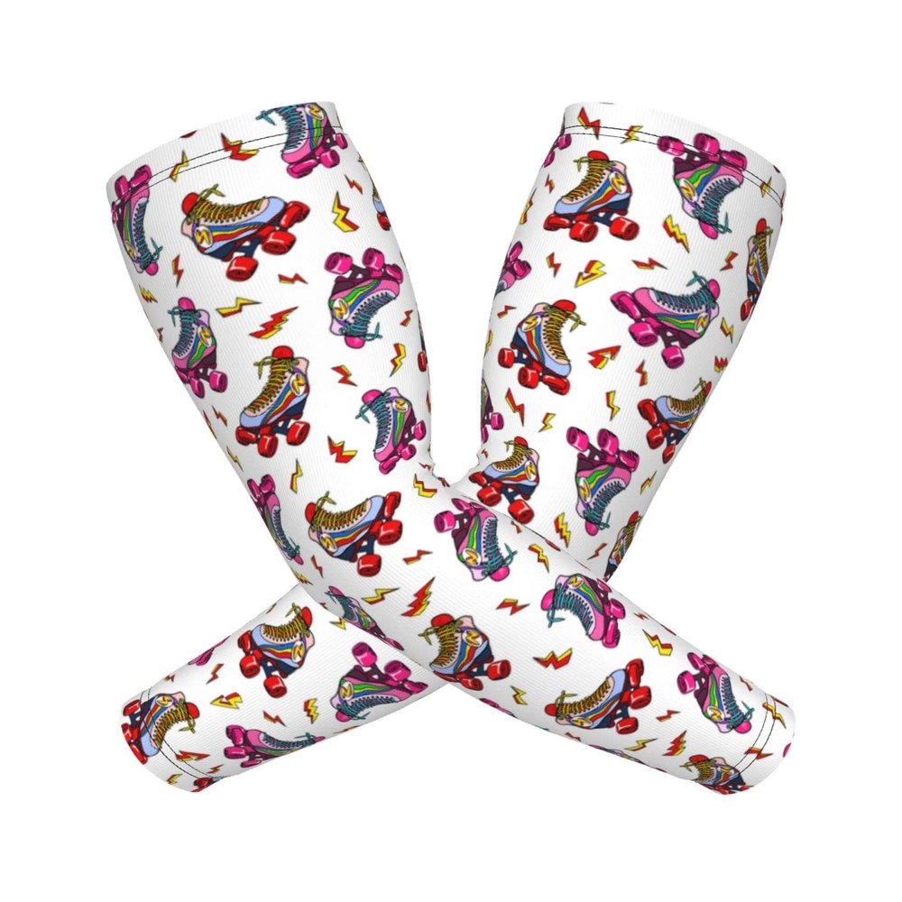 BTGVGSE Color Roller Skates Print Printed Cooling Arm Sleeves For Men Women Uv Sun Protection Compression Arm Sleeves