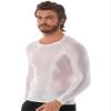 Linjinx Men's Shiny Long Sleeve Tights Tee Sportswear Gym Suit Transparent Compression T Shirt White X-Large view 3