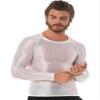 Linjinx Men's Shiny Long Sleeve Tights Tee Sportswear Gym Suit Transparent Compression T Shirt White X-Large view 4