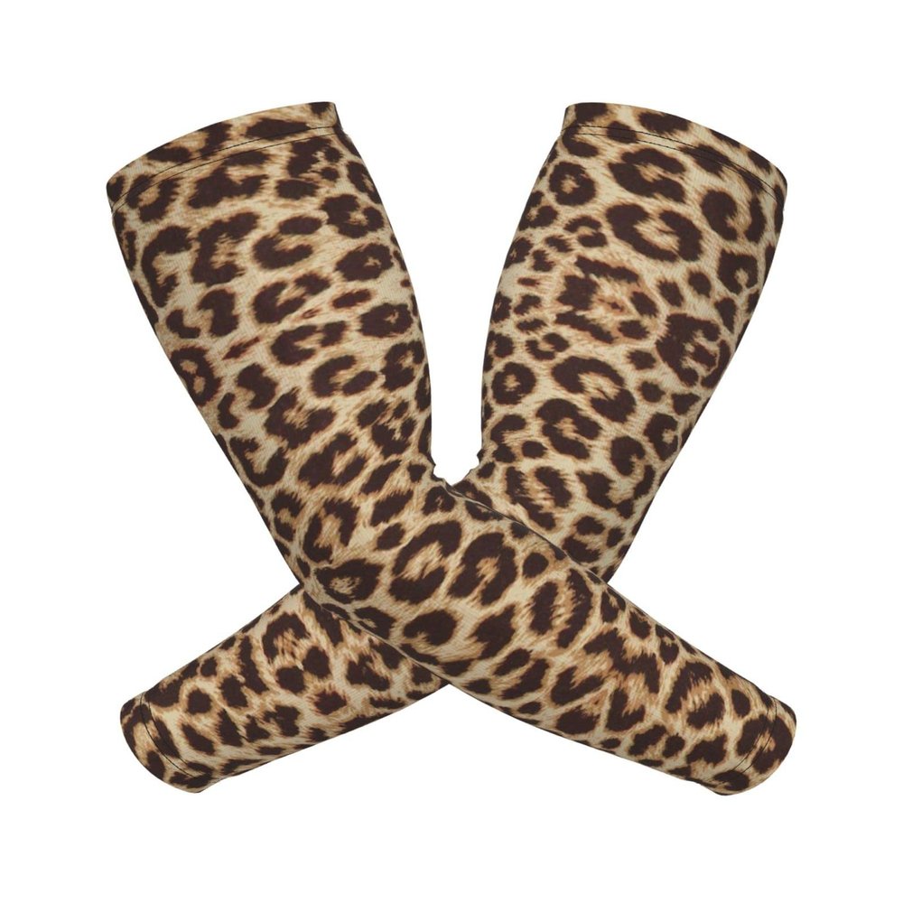 BTGVGSE Fun Leopard Print Printed Cooling Arm Sleeves For Men Women Uv Sun Protection Compression Arm Sleeves