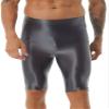 YiZYiF Men's Shiny Compression Breathable Stretchy Sports Bottoms See Through Trunks Swim Shorts Dark Grey X-Large view 1