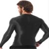 Linjinx Men's Shiny Long Sleeve Tights Tee Sportswear Gym Suit Transparent Compression T Shirt Black Large view 4