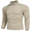 COOFANDY Men's Slim Fit Turtleneck Sweater Casual Knitted Twisted Pullover Solid Sweaters Light Khaki 3X-Large view 3