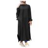 SGASY Women's Retro Kaftan Abaya Dress Muslim Long Sleeve Crew Neck Split Maxi Dress Islamic Arab Jilbab with Pockets view 1