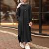 SGASY Women's Retro Kaftan Abaya Dress Muslim Long Sleeve Crew Neck Split Maxi Dress Islamic Arab Jilbab with Pockets view 2