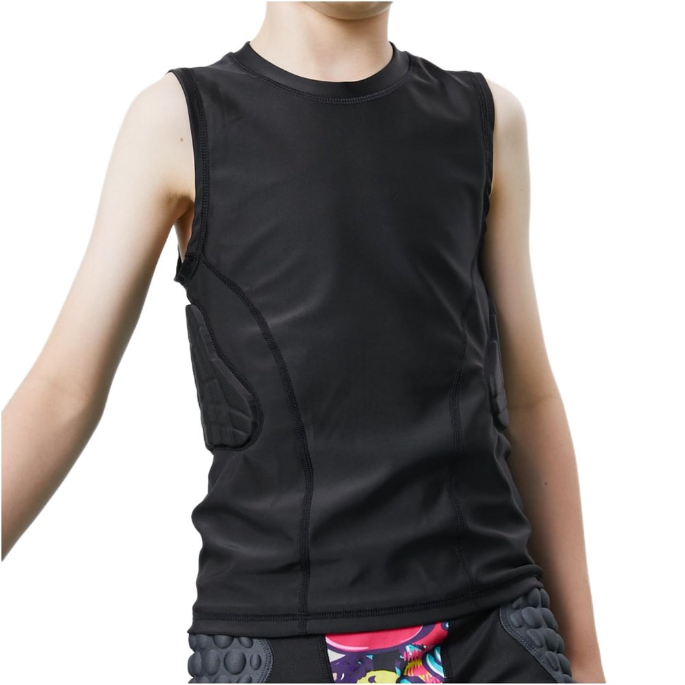 Topeter Youth Padded Rib Guards Sleeveless Shirt, Vest Jersey for Lacrosse, Hockey, Baseball, Paintball, Football for Girls and Boys (YM)