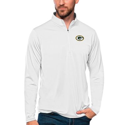 Antigua Men's White Green Bay Packers Tribute Quarter-Zip Lightweight Pullover Top