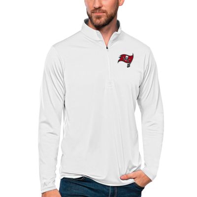 Antigua Men's White Tampa Bay Buccaneers Tribute Quarter-Zip Lightweight Pullover Top