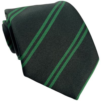 School Ties (14 Double Stripe Variations) Secondary/High School Size, Bottle & Emerald Green, Length: 52 inches