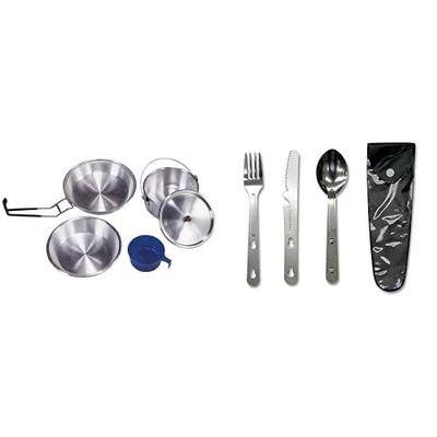 Stansport 1 Person Mess Kit with Stainless Steel Utensil Set