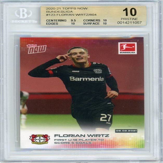 Florian Wirtz 2020-21 Topps Now Bundesliga Card #123 - BGS 10 Pristine