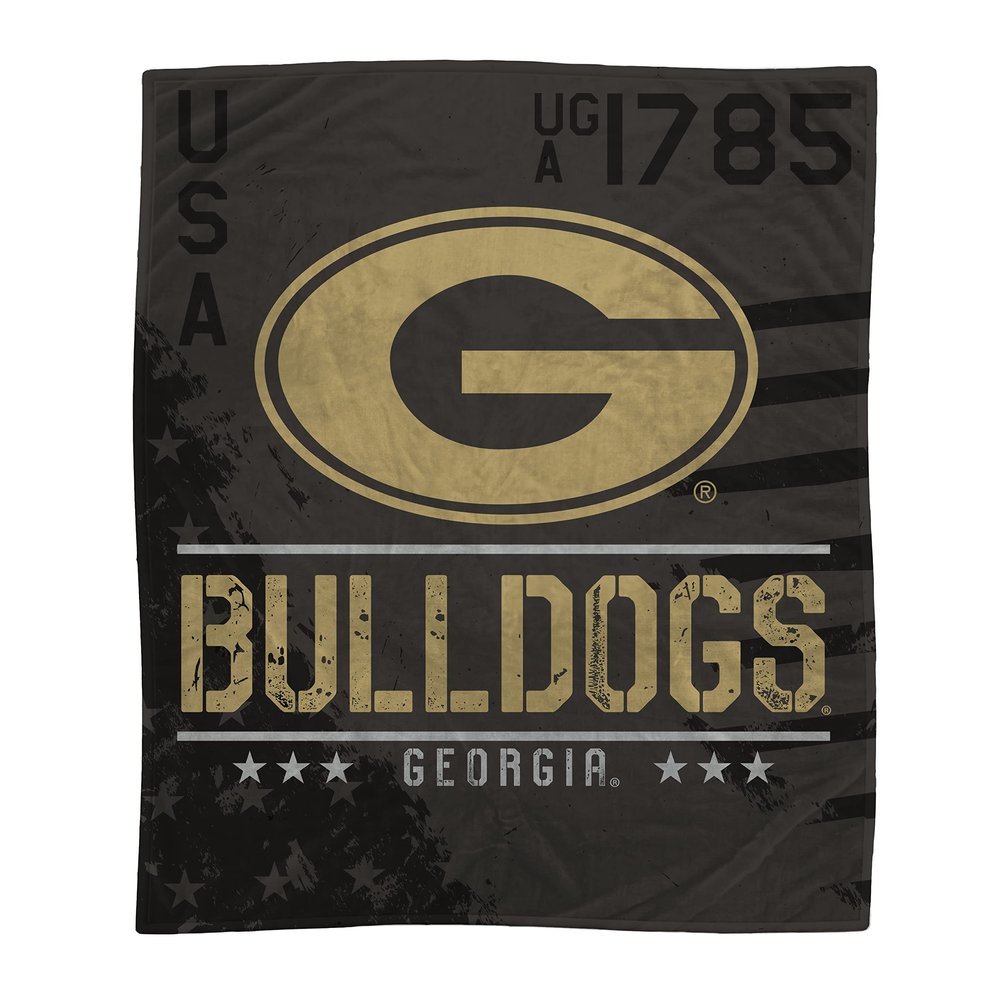 Proformance Home Officially Licensed NCAA Georgia Bulldogs Black Camo Flannel Fleece Blanket