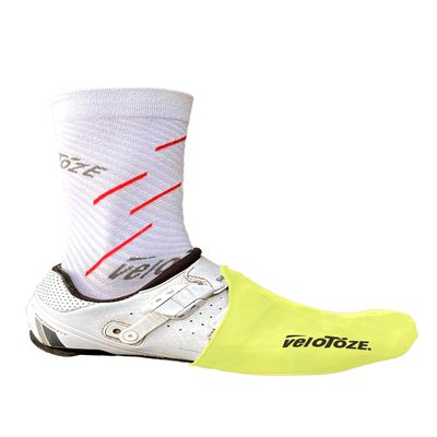 veloToze Silicone Toe Cover - Keeps feet Warm While Bike Riding in Cool, Spring Weather - for Men and Women Viz Yellow One Size